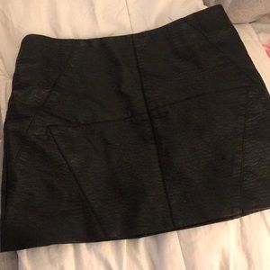 Black leather mini skirt